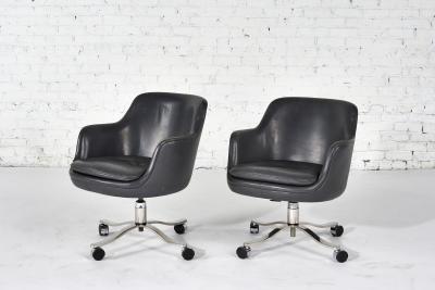 Nicos Zographos Nicos Zographos Gray Leather Office Desk Chairs 1980
