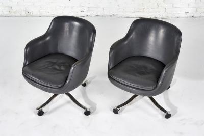 Nicos Zographos Nicos Zographos Gray Leather Office Desk Chairs 1980