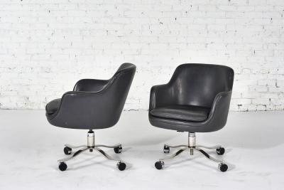 Nicos Zographos Nicos Zographos Gray Leather Office Desk Chairs 1980