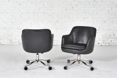 Nicos Zographos Nicos Zographos Gray Leather Office Desk Chairs 1980