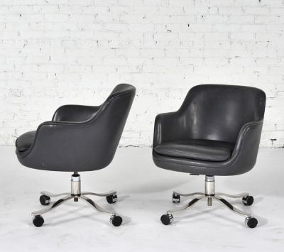 Nicos Zographos Nicos Zographos Gray Leather Office Desk Chairs 1980