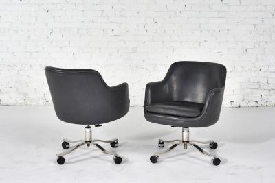 Nicos Zographos Nicos Zographos Gray Leather Office Desk Chairs 1980
