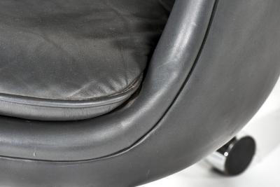 Nicos Zographos Nicos Zographos Gray Leather Office Desk Chairs 1980