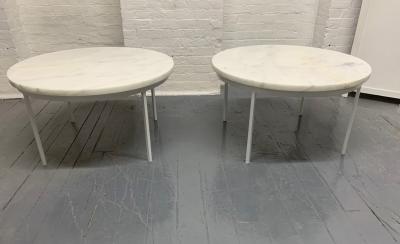 Nicos Zographos Pair Nicos Zographos Carrara Marble Top Tables