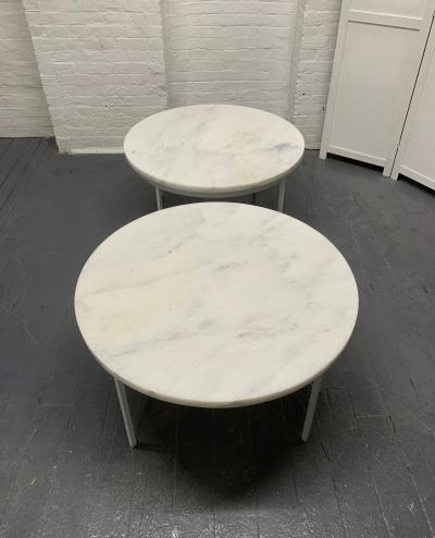 Nicos Zographos Pair Nicos Zographos Carrara Marble Top Tables