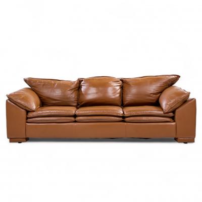 Niels Eilersen Niels Eilersen Monza Mid Century Danish Leather Three Seat Sofa