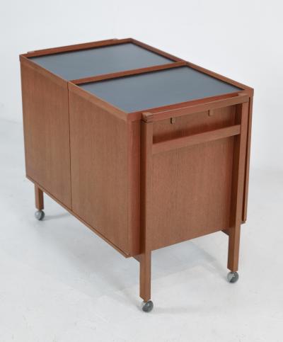 Niels Erik Glasdam Jensen Scandinavian Modern Teak Expandable Bar Cart