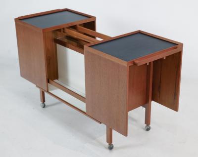 Niels Erik Glasdam Jensen Scandinavian Modern Teak Expandable Bar Cart