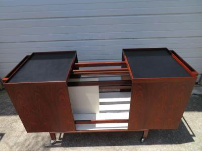 Niels Erik Glasdam Jensen Stunning Rosewood Expansion Bar Cart by Niels Erik Glasdam Jensen