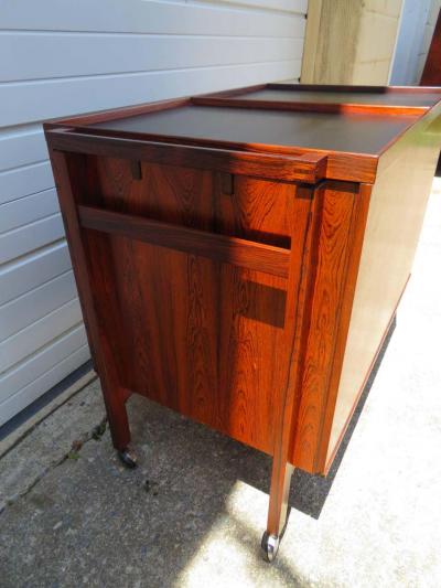 Niels Erik Glasdam Jensen Stunning Rosewood Expansion Bar Cart by Niels Erik Glasdam Jensen