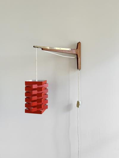 Niels Esmann Hans C Jensen Geometric Red Pendant Wall Light Denmark 1960s