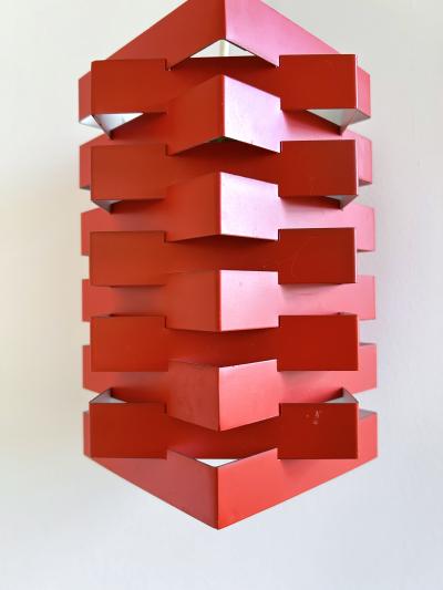 Niels Esmann Hans C Jensen Geometric Red Pendant Wall Light Denmark 1960s