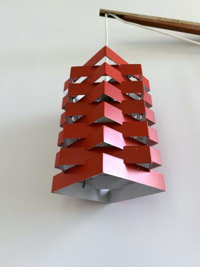 Niels Esmann Hans C Jensen Geometric Red Pendant Wall Light Denmark 1960s