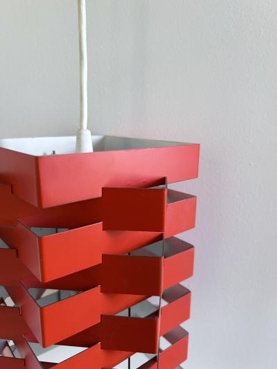Niels Esmann Hans C Jensen Geometric Red Pendant Wall Light Denmark 1960s