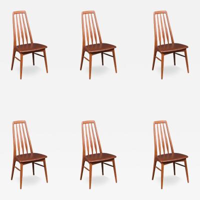 Niels Koefoed Niels Koefoed Eva Teak Leather Dining Chairs for Koefoeds Hornslet
