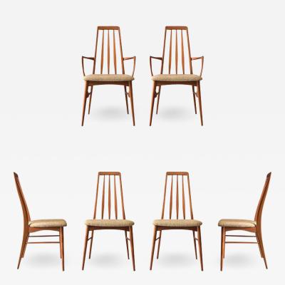 Niels Koefoed Vintage Danish Set of Six Teak Eva Dining Chairs by Niels Koefoed 2 Arms 4 Sides