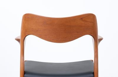 Niels Otto M ller Niels M ller Model 71 Leather Teak Arm Chairs for J L M llers