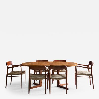 Niels Otto M ller Niels Moller Dining Table and Model 56 Model 75 Teak Dining Chairs Set of 6