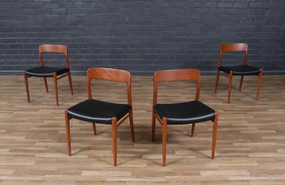 Niels Otto M ller Niels Moller Model 75 Teak Leather Dining Chairs