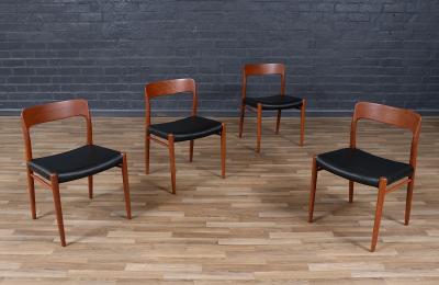 Niels Otto M ller Niels Moller Model 75 Teak Leather Dining Chairs