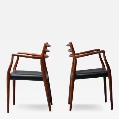 Niels Otto M ller Niels Otto M lller set of two Chair 62 in Rosewood and Leather Denmark 1960s