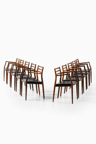 Niels Otto M ller Set of 10 Armchairs in Rosewood and Black Leather by Niels Otto M ller 1960s