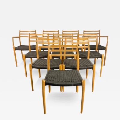 Niels Otto M ller Set of 10 Niels M ller Dining Chairs Model 78 and 62 in Maple Black Papercord