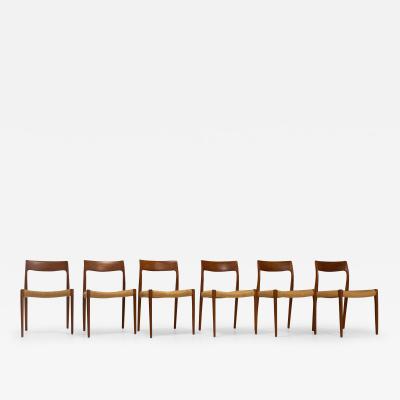 Niels Otto M ller Set of Six Model 77 Dining Chairs by Niels Otto M ller Denmark 1950s