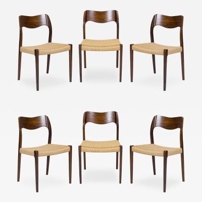 Niels Otto M ller Set of Six Rosewood Niels M ller Model 71 Dining Chairs