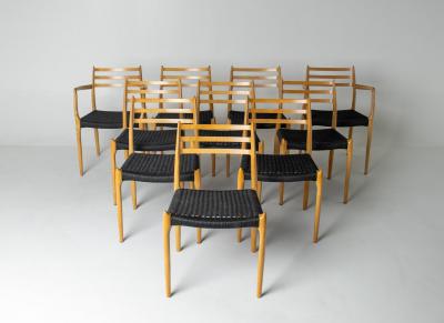 Niels Otto M ller Set of Ten Niels Otto M ller Model 78 and Model 62 Dining Chairs in Tiger Maple