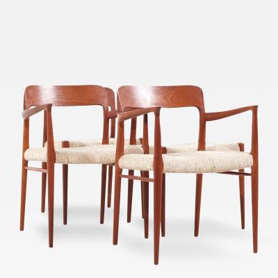 Niels Otto Moller Niels Moller Mid Century Danish Teak Model 77 Dining Chairs Set of 4