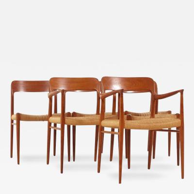 Niels Otto Moller Niels Moller Mid Century Model 75 Danish Teak Dining Chairs Set of 6