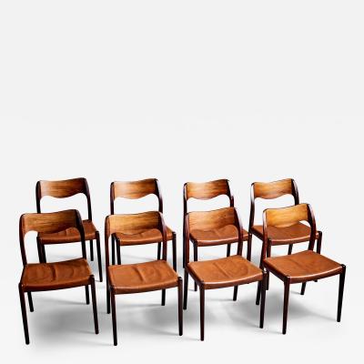 Niels Otto Moller Set of eight Rosewood Dining Chairs Model 71 by Niels O M ller