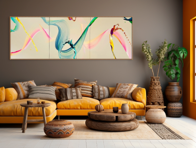 Nikolaos Schizas For Ever Together Triptych Abstract painting 2024