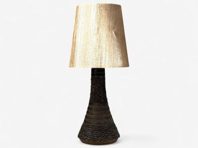 Nila Keramik Brown Ceramic Table Lamp Sweden 1970s