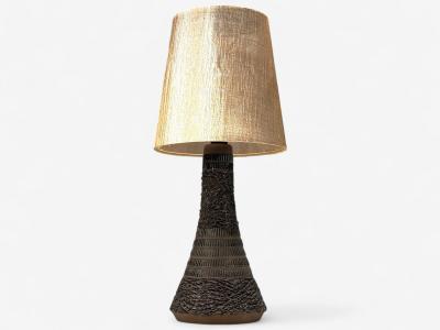 Nila Keramik Brown Ceramic Table Lamp Sweden 1970s