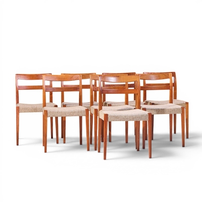 Nils Johnnson Nils Jonsson for Troeds Garmi Mid Century Danish Teak Dining Chairs Set of 8