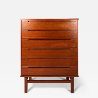 Nils Jonsson Danish Modern Six Drawer Tall Dresser in Teak by Nils Jonsson