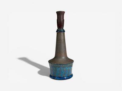 Nils K hler Small Table Lamp Brown Stoneware Denmark 1950s