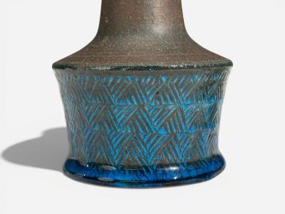 Nils K hler Small Table Lamp Brown Stoneware Denmark 1950s