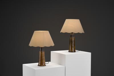 Nils Kahler 613X31 Amber Table Lamps by Nils K hler for K hler Keramik Denmark 1960s