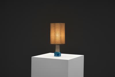 Nils Kahler Blue Glazed Stoneware Table Lamp by Nils K hler Denmark ca 1950s