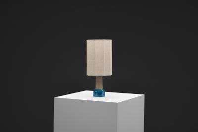 Nils Kahler Blue Glazed Stoneware Table Lamp by Nils K hler Denmark ca 1950s