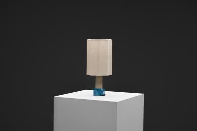 Nils Kahler Blue Glazed Stoneware Table Lamp by Nils K hler Denmark ca 1950s