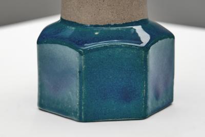 Nils Kahler Blue Glazed Stoneware Table Lamp by Nils K hler Denmark ca 1950s