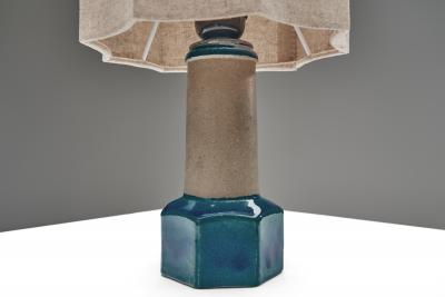 Nils Kahler Blue Glazed Stoneware Table Lamp by Nils K hler Denmark ca 1950s