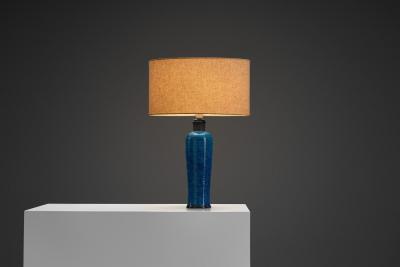 Nils Kahler Blue Glazed Stoneware Table Lamp by Nils and Herman K hler Denmark 1950s