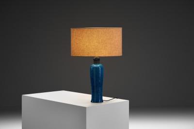 Nils Kahler Blue Glazed Stoneware Table Lamp by Nils and Herman K hler Denmark 1950s