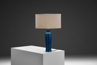 Nils Kahler Blue Glazed Stoneware Table Lamp by Nils and Herman K hler Denmark 1950s