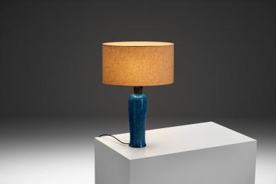 Nils Kahler Blue Glazed Stoneware Table Lamp by Nils and Herman K hler Denmark 1950s